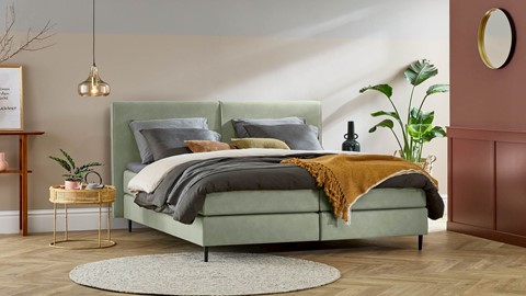 Boxspring Opal vlak met gestoffeerd matras, hunter