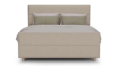 Boxspring Mica linen touch vlak met gestoffeerd matras, beige