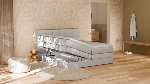Opbergboxspring Jade - Linen touch, light grey