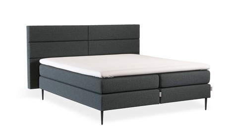 Boxspring Pearl vlak met gestoffeerd matras, charcoal