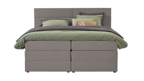Opbergboxspring Pearl vlak met gestoffeerd matras, taupe