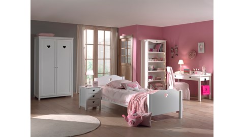 Complete kinderkamer Amori met kast, bureau en bibliotheekkast, wit