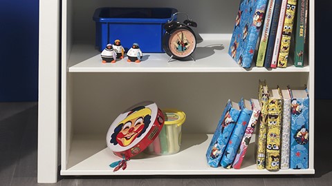 Halfhoogslaper Pino met commode met 4 laden en boekenkast, wit