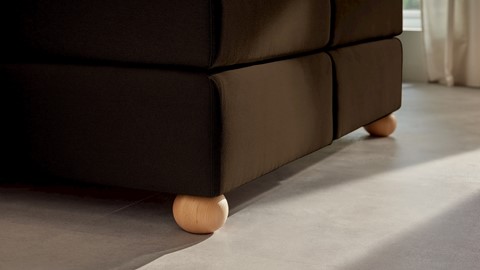 Boxspring Solid Lina vlak met gestoffeerd matras, cappuccino