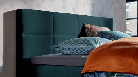 Boxspring Attraktiv Trendik vlak met gestoffeerd matras, etna teal