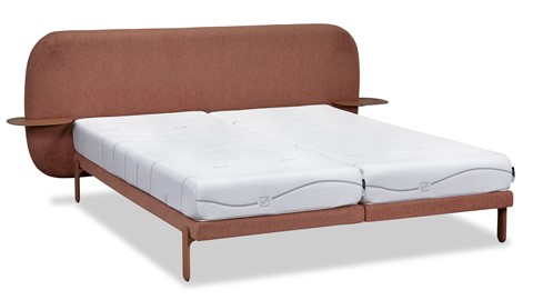 Bed Element met hoofdbord Lush, nachttafels en coolmotion 2 matrassen, powder