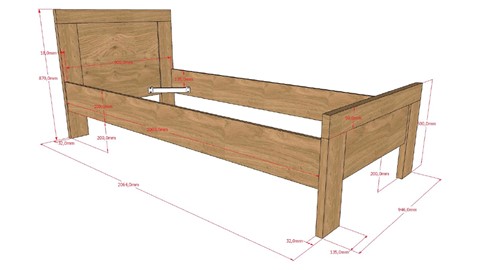 Kinderkamer Sam met bed, nachtkast, bureau en 3 deurs draaideurkast, eik