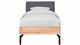 Bed Sky beuken met hoofdbord stof en poot metaal, beuken stof grijs