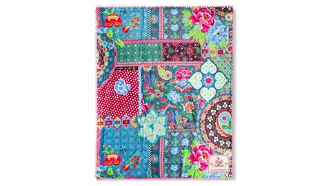 Plaid Peonia Patch, blauw