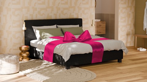 Boxspring Autentik Tunn met B Bright Platinum 200 matras, black