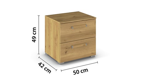 Nachtkast Elba met 2 laden, rustiek eiken