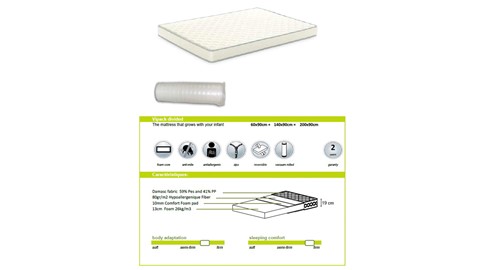 Meegroeibed Jumper met matras 140+60 cm, wit