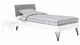 Bed Sky beuken met hoofdbord stof en poot driehoek, wit stof basalt