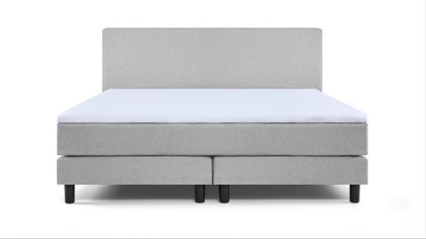 Boxspring Bellino vlak met gestoffeerd matras, lichtgrijs