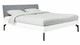 Bed Sky beuken met hoofdbord stof en poot metaal, wit stof basalt