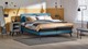 Boxspring Viggo vlak met Emma O2 matras, oakland  blauw