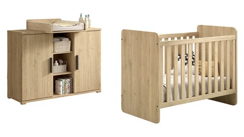 Doorgroeibed Sam met Commode 2 deuren en opzet, eik