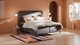 Boxspring Quartz linen touch vlak met gestoffeerd matras, dark grey