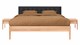 Bed Sky beuken met hoofdbord gecapitonneerd en poot hout, beuk lederlook zwart