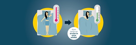 Illustratie van warm in bed naar aangename temperatuur door juiste beddengoed