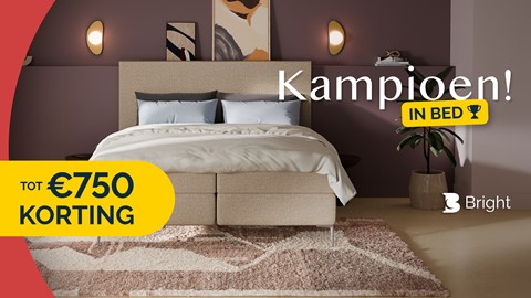 een bed met een plant ervoor.