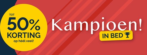 een rood-geel gestreepte achtergrond met een geel gezicht en een geel logo