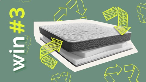 een matras met pijlen eromheen