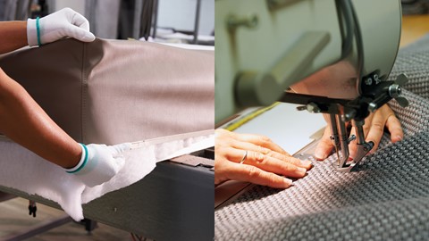 een close-up van een naaiende persoon