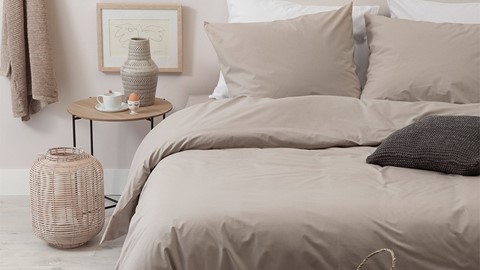 Een kat die op een bed ligt