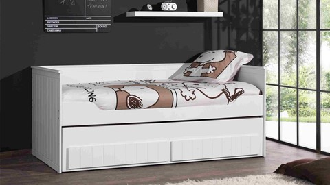 een wit bed met een wit bedframe