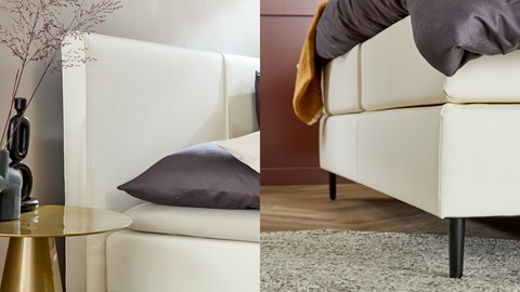 Een close-up van een bed