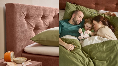 een man en een kind die in bed slapen