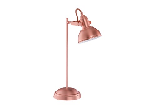 een koperen lamp met een witte kap